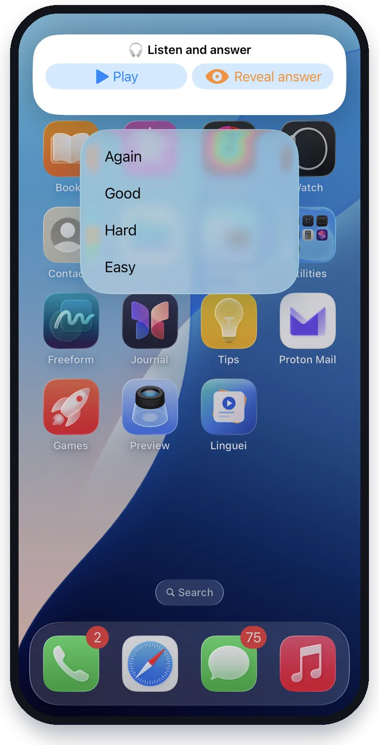 A Linguei review notification on the lock screen